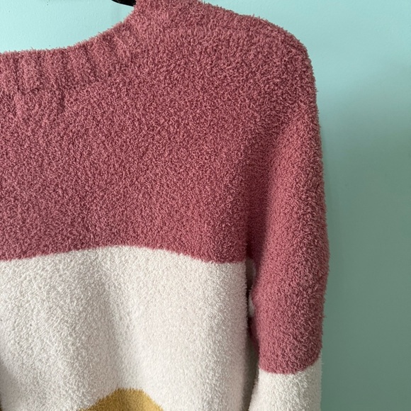 T S Soft Cozy Striped Colorblock Sweater Size Large - Picture 8 of 9